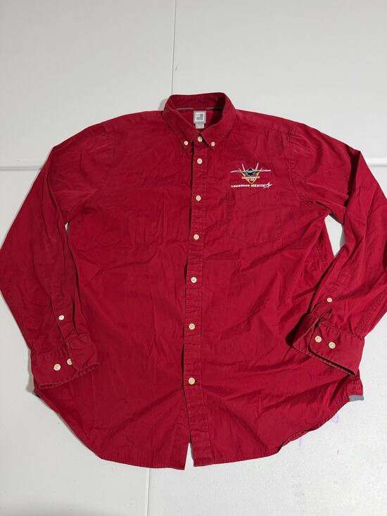 Lockheed Martin F-35 Lightning II Button Down Shirt Mens XL Red